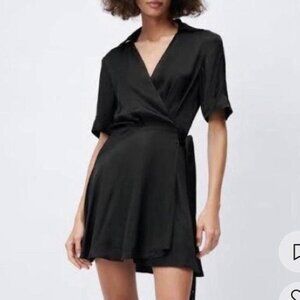 Zara Satin Effect Wrap Dress
